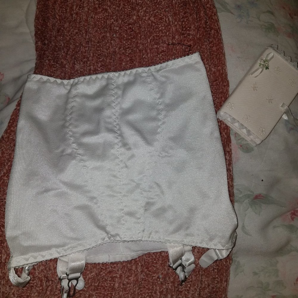 White Satin Girdle with Six Strap Garters
